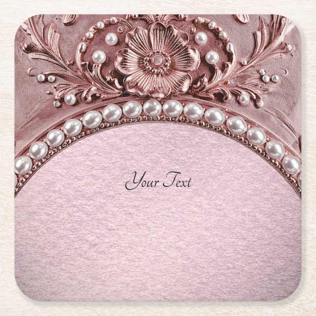 Posavasos de papel de flor rosa (Anverso)