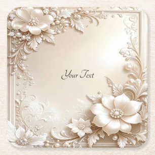 Posavasos de papel de flores de marfil