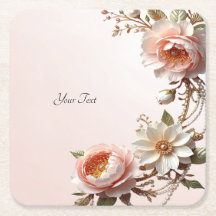 Posavasos de papel de flores rosadas y blancas dec