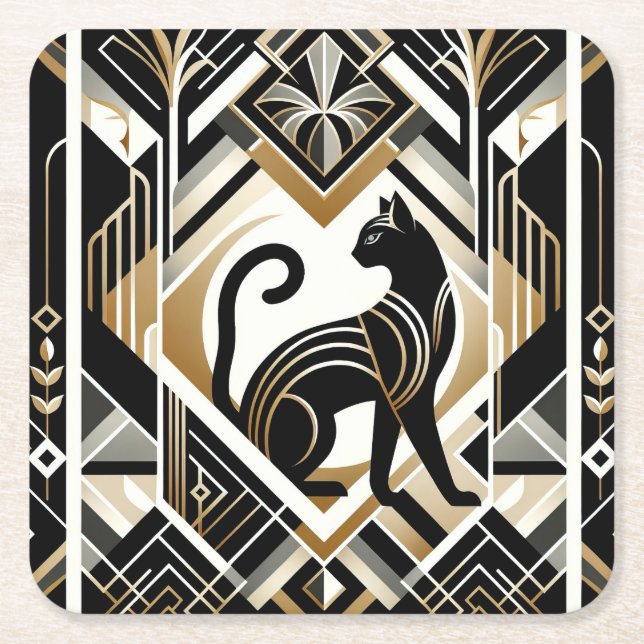 Posavasos de papel de gato decorativo abstracto mo (Anverso)