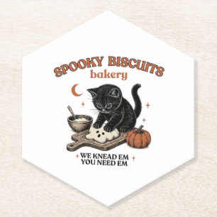 Posavasos de papel de gato negro de Halloween