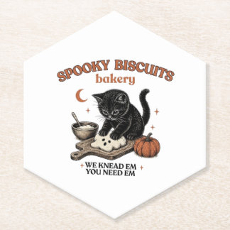Posavasos de papel de gato negro de Halloween