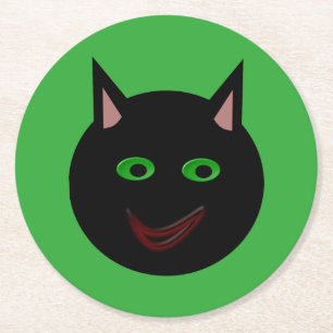 Posavasos de papel de gato negro de Halloween