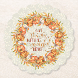 Posavasos De Papel Dé gracias a la Wreath de calabaza