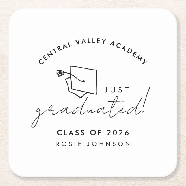 Posavasos de papel de graduación simples en blanco (Anverso)
