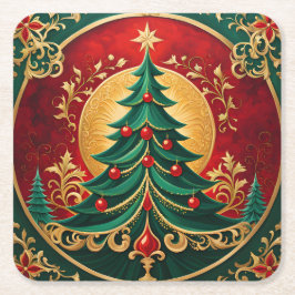 Posavasos de papel de Navidad con árbol