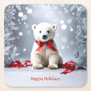 Posavasos de papel de Navidad de oso polar