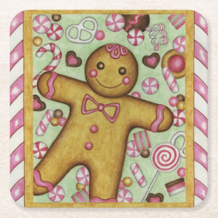 Posavasos de papel de Navidad del niño de jengibre