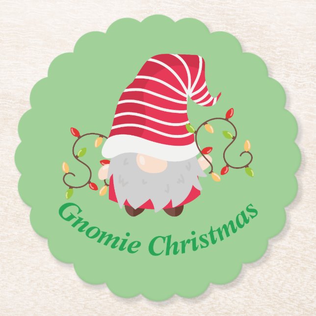 Posavasos de papel de Navidad Gnomie (Anverso)