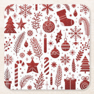 Posavasos de papel de Navidad rojo blanco