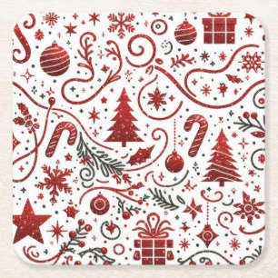 Posavasos de papel de Navidad Rojo Blanco