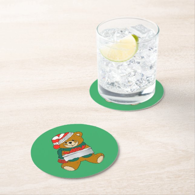 Posavasos de papel de oso de Navidad (In situ)