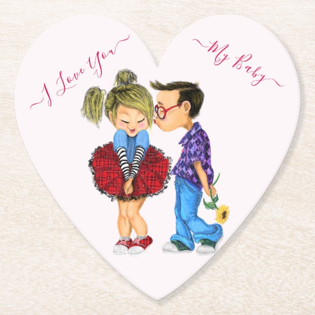 Posavasos de papel de pareja - Te amo (Anverso)