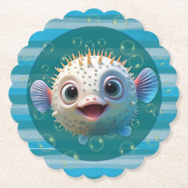 Posavasos de papel de pez globo bebé