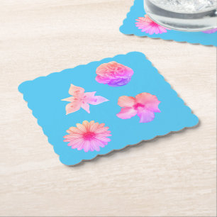 Posavasos de papel de ramo de flores pastel