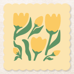 Posavasos de papel de Tulipanes Amarillos Alegres