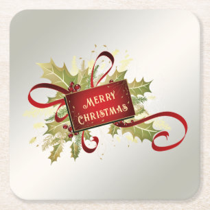 Posavasos de papel de vacaciones de Navidad rojo m