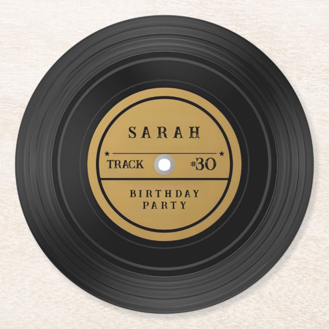 Posavasos de papel de vinilo retro personalizados (Anverso)