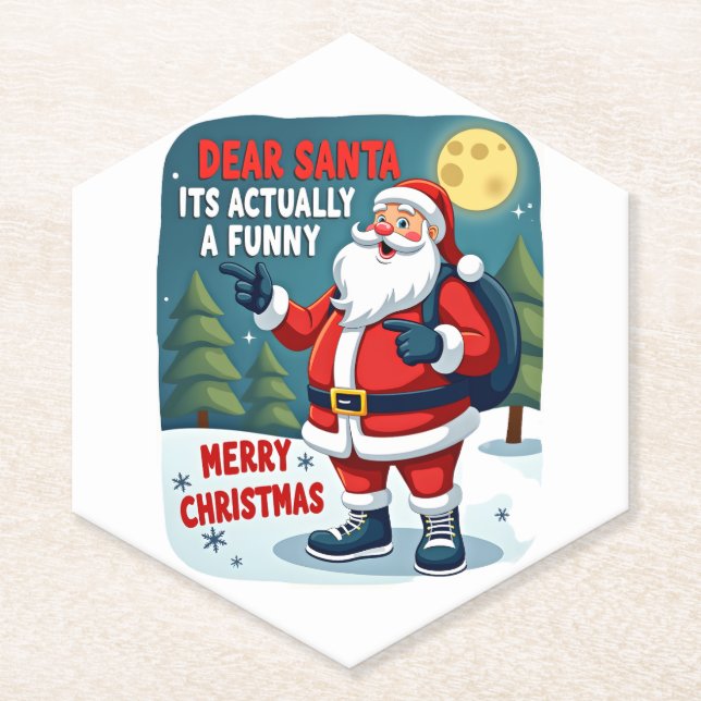 Posavasos De Papel Dear santa its actually a funny storychristmas dog (Anverso)