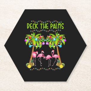 Posavasos De Papel Deck the Palms Merry Flamingo Navidades tíos