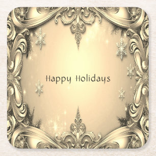 Posavasos de papel decorativo navideño dorado
