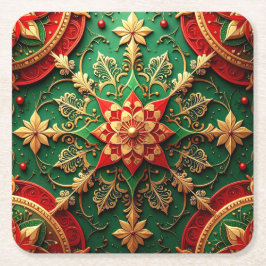Posavasos de papel decorativo navideño rojo verde