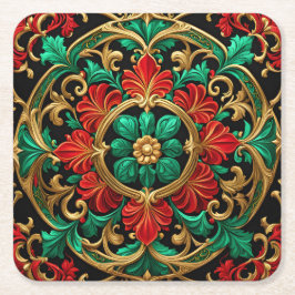 Posavasos de papel decorativo navideño verde rojo