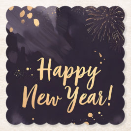 Posavasos De Papel Deep Purple Strokes-New Year's Card