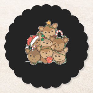Posavasos De Papel Deer Christmas Tree Funny Animal Navidades