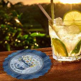 Posavasos De Papel Denim Blue Jean | Daisies Floral Baby Shower