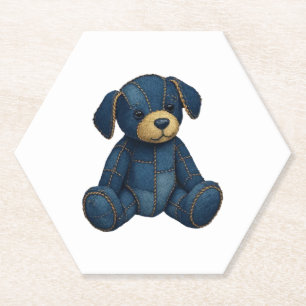Posavasos De Papel Denim Puppy Dog Art Divertido Perro Denim camiseta