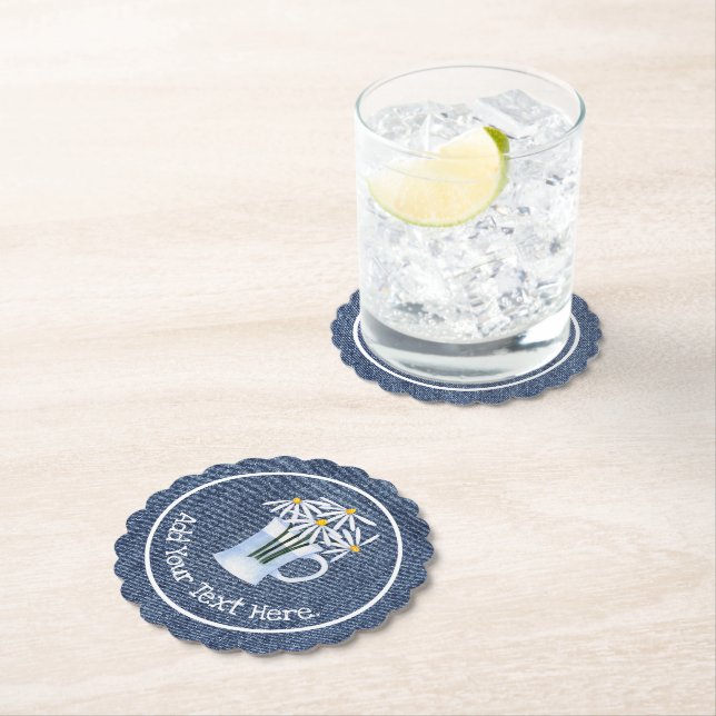 Posavasos De Papel Denim Y Daisys (In situ)