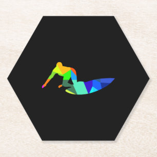 Posavasos De Papel Deporte de surf en arco iris colorido