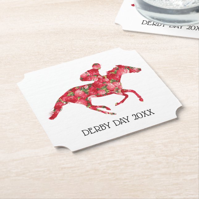 Posavasos De Papel Derby Fiesta Racehorse y Rosas (En perspectiva)