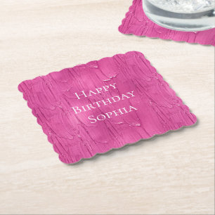 Posavasos De Papel Descongelación de pasteles rosados personalizada