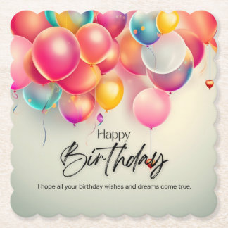 Posavasos De Papel Deseos de cumpleaños coloridos