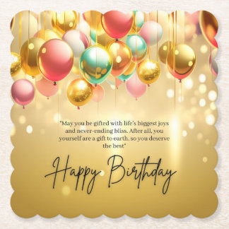 Posavasos De Papel Deseos de cumpleaños dorado