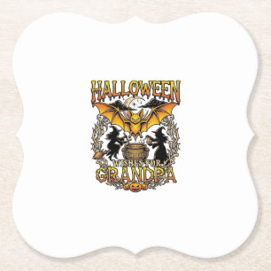 Posavasos De Papel Deseos de Halloween Abuelo Murciélago Caldero de B