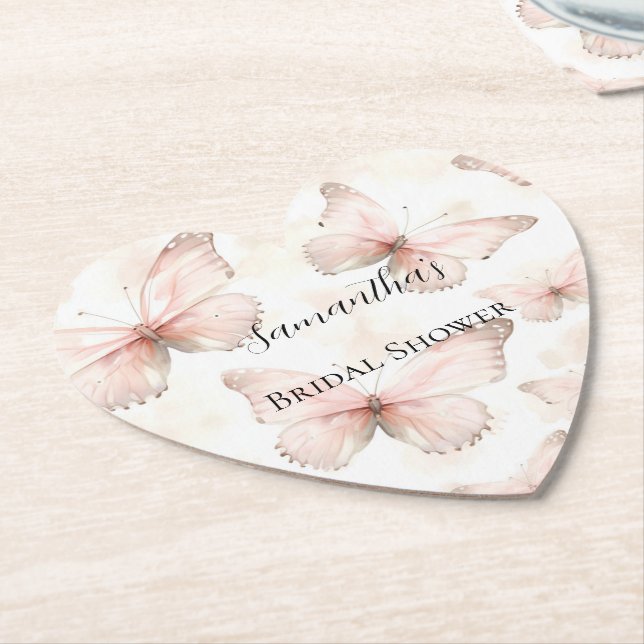 Posavasos De Papel Despedida de soltera de Mariposas Rosadas Lindas (En perspectiva)