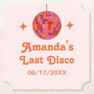 Posavasos De Papel Despedida de soltera groovy última disco rosa nara