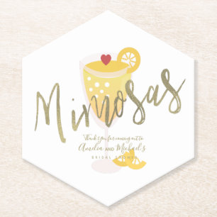 Posavasos De Papel Despedida de soltera Mimosa Agradecimiento Dorado