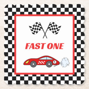 Posavasos De Papel Día de cumpleaños de un niño con el tema del auto 