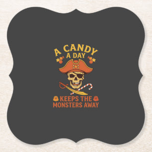 Posavasos De Papel Día de Dulces Pirata de Halloween Calavera Bastón