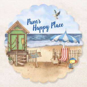 Posavasos De Papel Día de la playa en el papel de redondeo personaliz