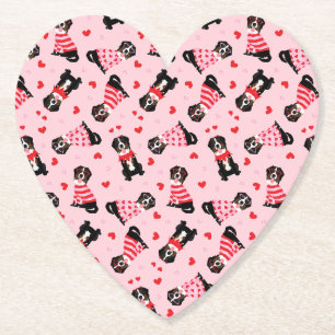 Posavasos De Papel Día de San Valentín Bernese Mountain Dogs