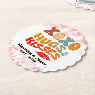 Posavasos De Papel Día de San Valentín de abrazos y besos de XOXO en 
