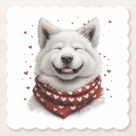 Posavasos De Papel Día de San Valentín Perro Samoyedo