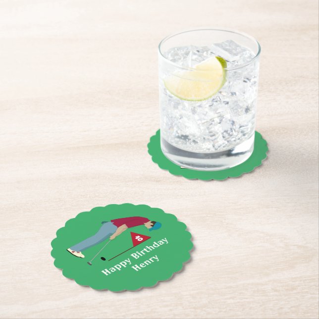 Posavasos De Papel Día del Aniversario del Golfer Verde (In situ)