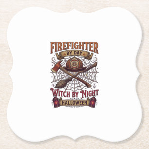 Posavasos De Papel Día del Bombero Bruja Noche de Halloween Casco Hac