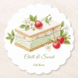 Posavasos De Papel Día del Sándwich de Helado de Pistacho Acuarela
